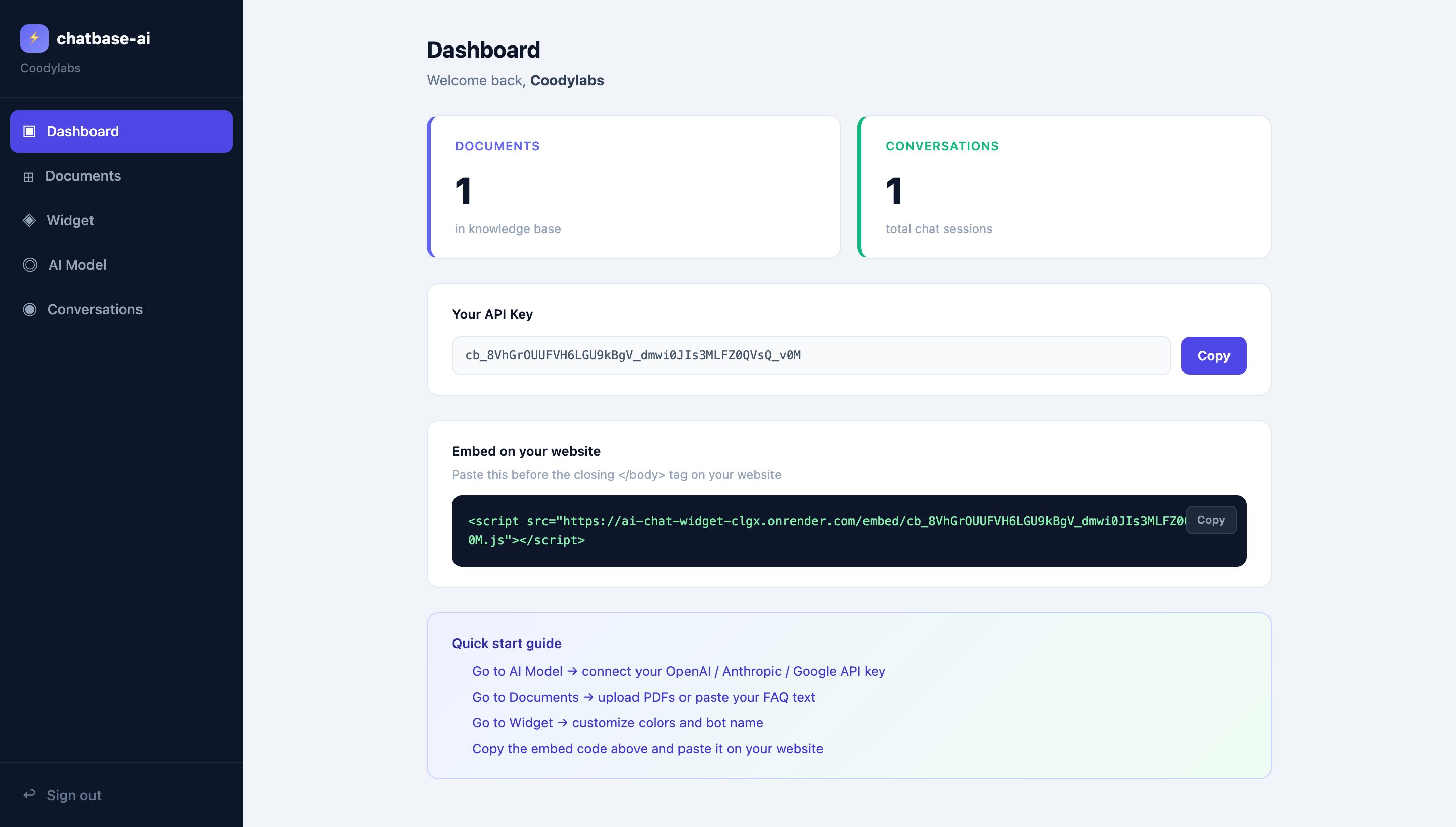 AI Chat Widget screenshot